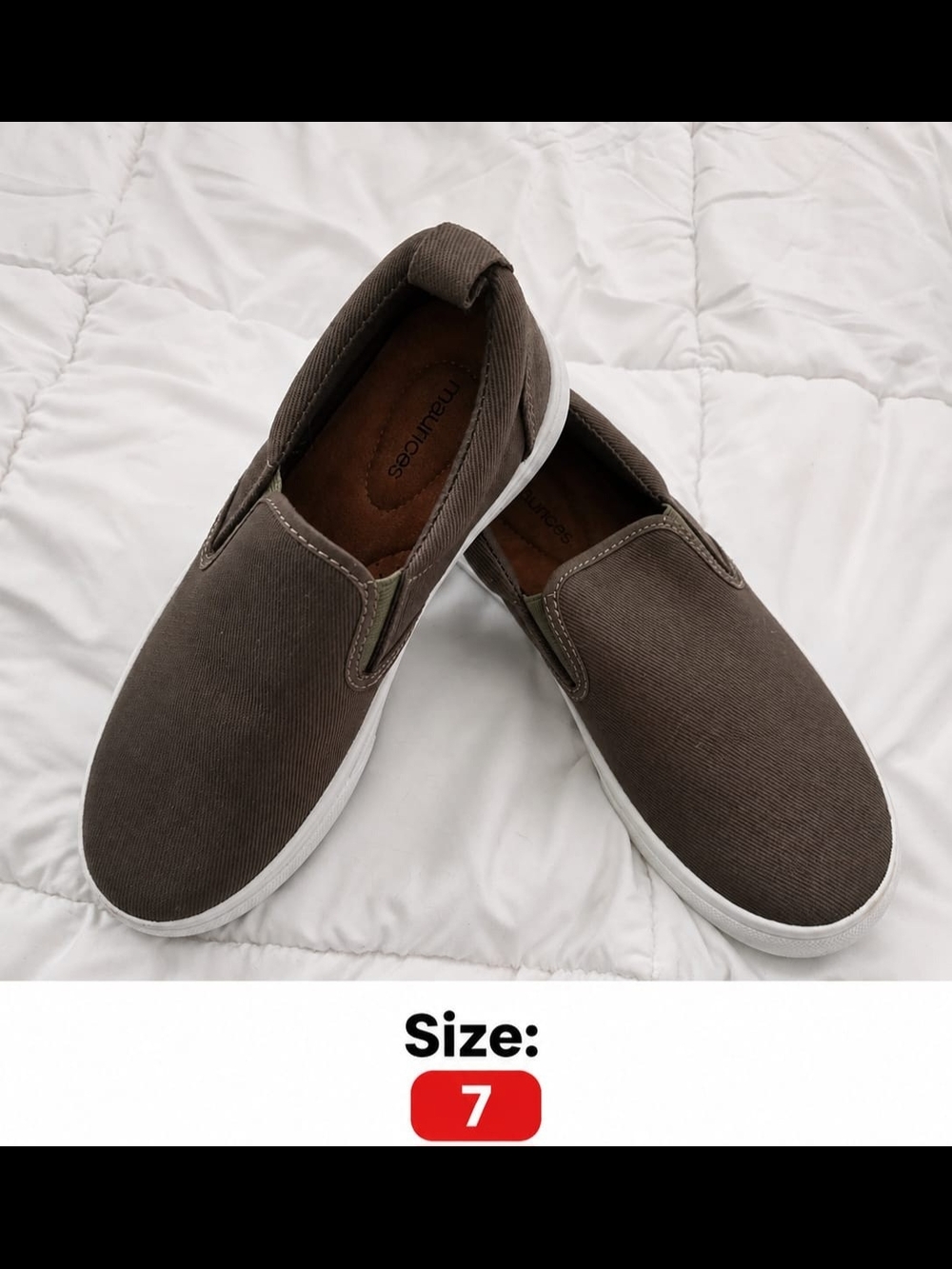 Maurices Brown Slip-On Canvas Loafers with White Sole